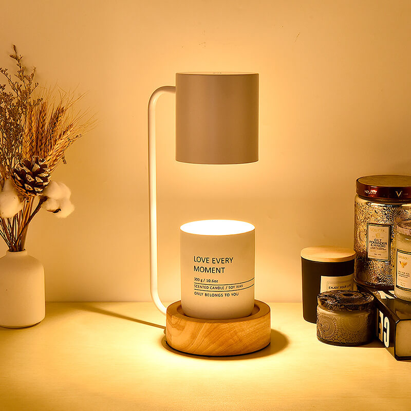 Tafellamp Japandi Hout & Metaal – Minimalistische Dimbare Sfeerlamp