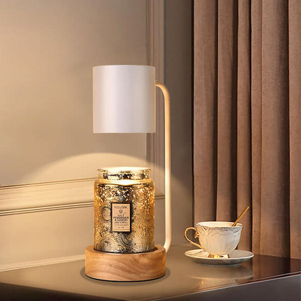 Tafellamp Japandi Hout & Metaal – Minimalistische Dimbare Sfeerlamp