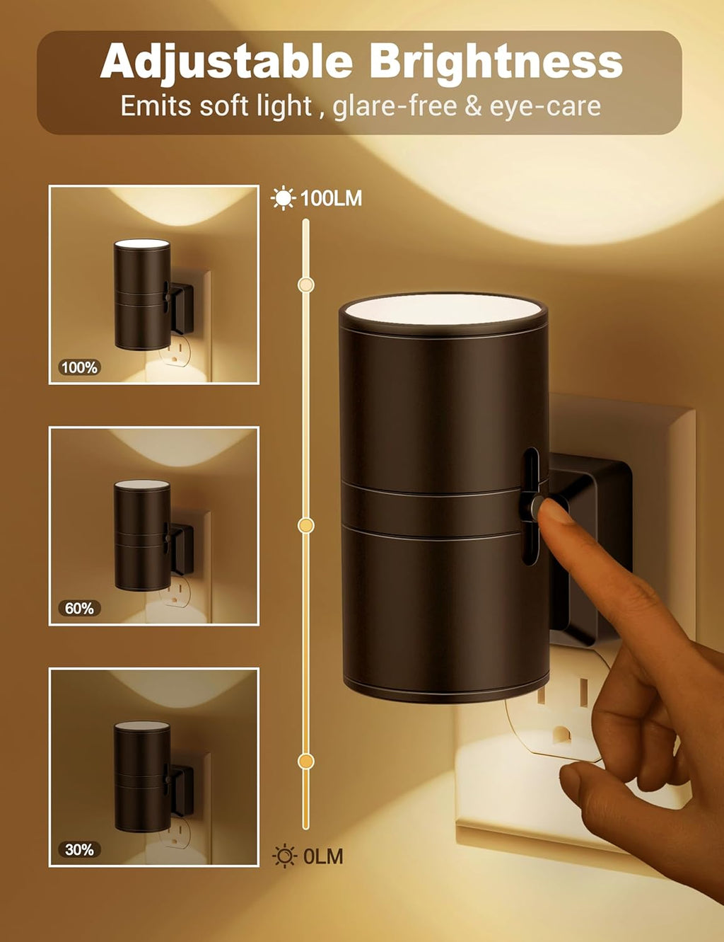Nachtlampje LED Dimbaar – Slim Stopcontact Sfeerlampje voor Slaapkamer & Kinderkamer
