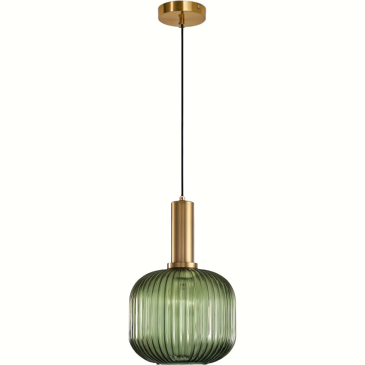 Hanglamp Ribbelglas – Moderne Pendant met Messing en Geribbelde Glazen Kap