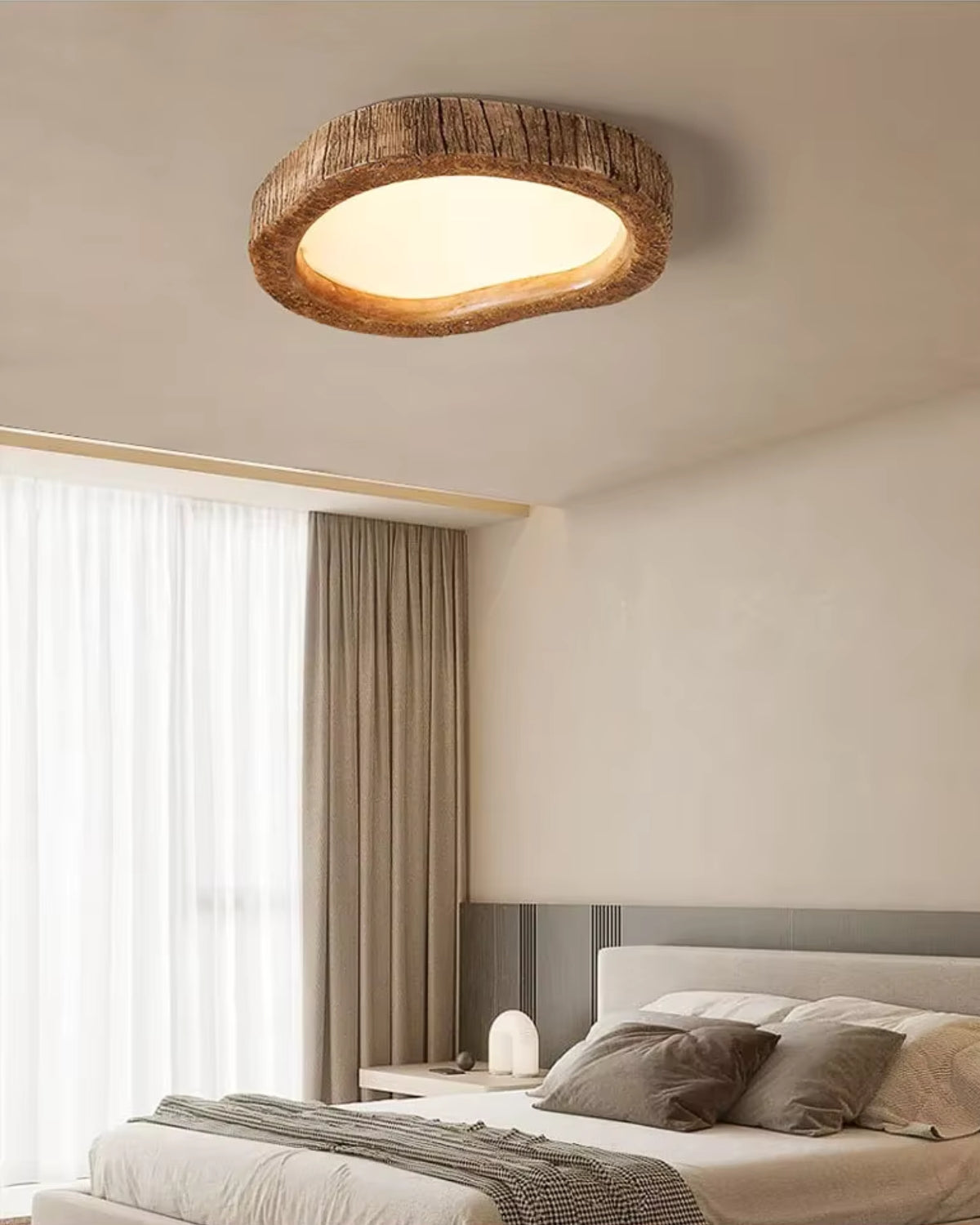 Le Halo Bois Ceiling Light | Rustic Wood-Inspired LED Lamp