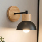 Wandlamp Hout & Metaal – Moderne Nordic Bedlamp met Verstelbare Arm