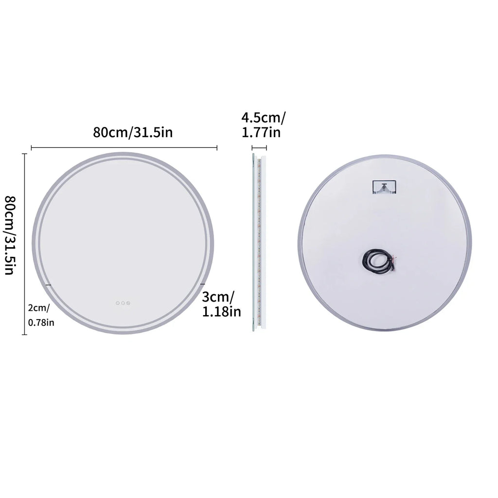 LuvoRound | Round LED Bathroom Mirror | Anti-Fog & Dimmable Touch Screen