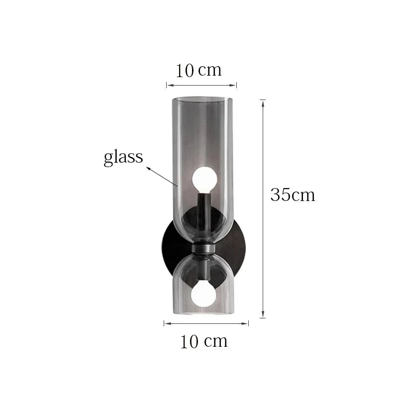 Wandlamp Glazen Buis – Nordic Sconce in Rookglas voor Hal & Slaapkamer