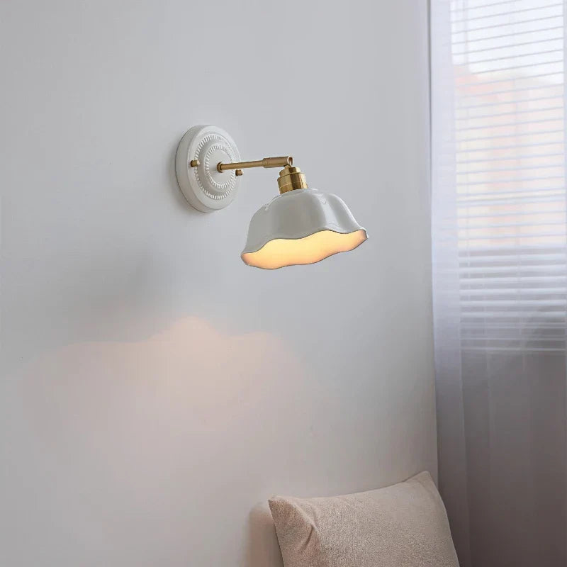 Wandlamp Crème Keramiek – Vintage Nordic Sfeerlamp voor Slaapkamer & Hal