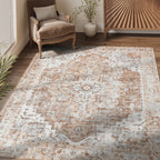 Heritage Medallion Rug | Foldable Non-Slip Oriental Style Carpet