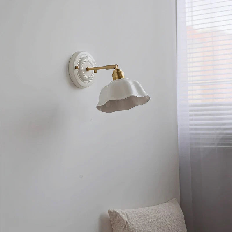 Wandlamp Crème Keramiek – Vintage Nordic Sfeerlamp voor Slaapkamer & Hal