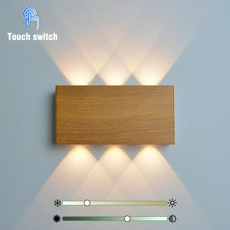 Oplaadbare Wandlamp Houtlook – Draadloze LED met 3 Lichtkleuren, Geen Boren Nodig