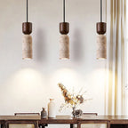 Hanglamp Travertijn & Hout – Wabi-Sabi Japandi Pendel voor Slaapkamer