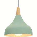 Modern Teardrop Pendant Light | Metal & Wood Hanging Lamp
