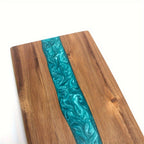 Serveerplank Acaciahout met Rivierdesign – Hars Snijplank & Kaasplank