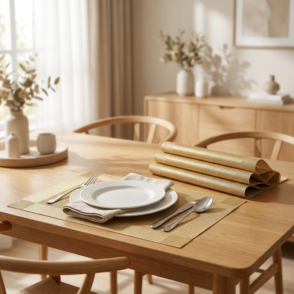 Placemats Antislip Afwasbaar – Hittebestendige Geweven PVC Placemats 45x30 cm voor Eettafel