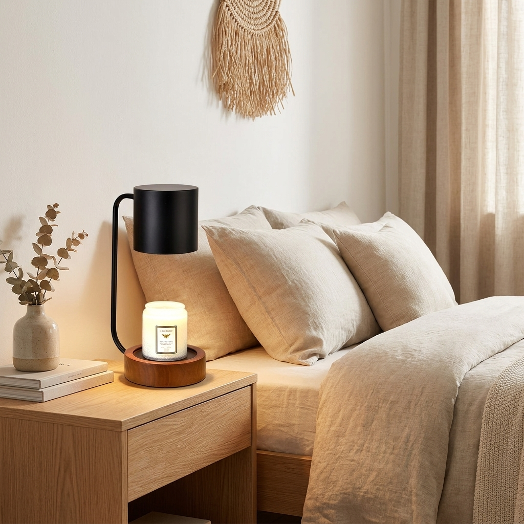 Tafellamp Japandi Hout & Metaal – Minimalistische Dimbare Sfeerlamp