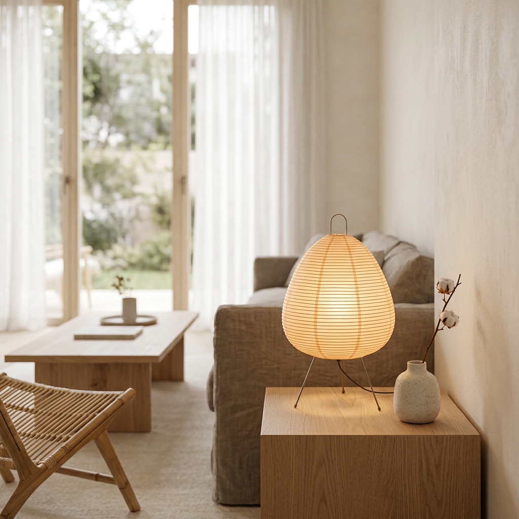 Tafellamp Rijstpapier – Japandi Zen Sfeerlamp voor Slaapkamer & Woonkamer
